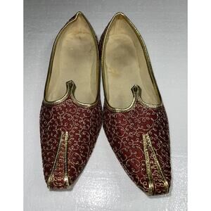 Designer Manyavar Formal Attire Red & Gold‎ Shoes Size 9
